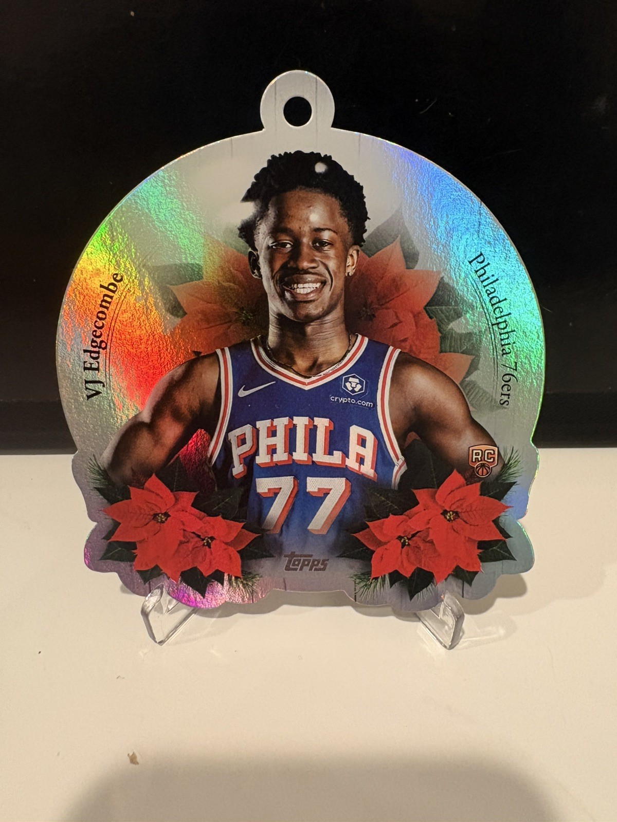 2025-26 Topps Holiday #DCO-VE VJ Edgecombe Die-Cut Ornament RC 76ers