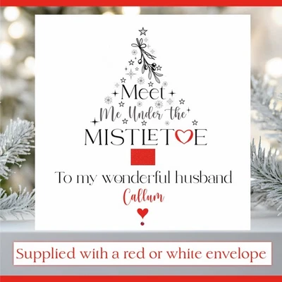 CHRISSIECREATESCARDS Personalised Christmas Card Husband Wife Girlfriend Boyfriend Fiancée Fiancé