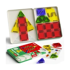 Mini Magnetic Tiles Travel Set | 26-Piece Portable Metal Storage Bo... Fast Ship