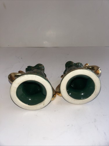 Vtg mint condition candle holders. 24K gold. Dark green. Beautiful! - 第 6/6 張圖片