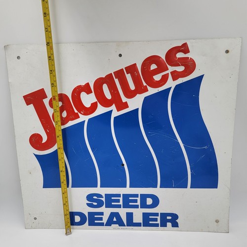 Vintage 1984 JACQUES Seed Dealer Metal Sign Measures 18" X 16" Scioto Signs - Picture 18 of 21