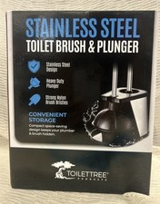 Stainless Steel Bathroom Cleaning Toilet Bowl Brush and Plunger Combo Set Black