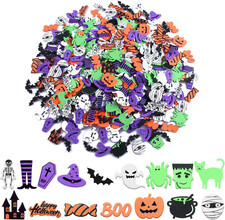 500 Halloween Foam Stickers - Pumpkin, Spider, Bat - Craft Supplies
