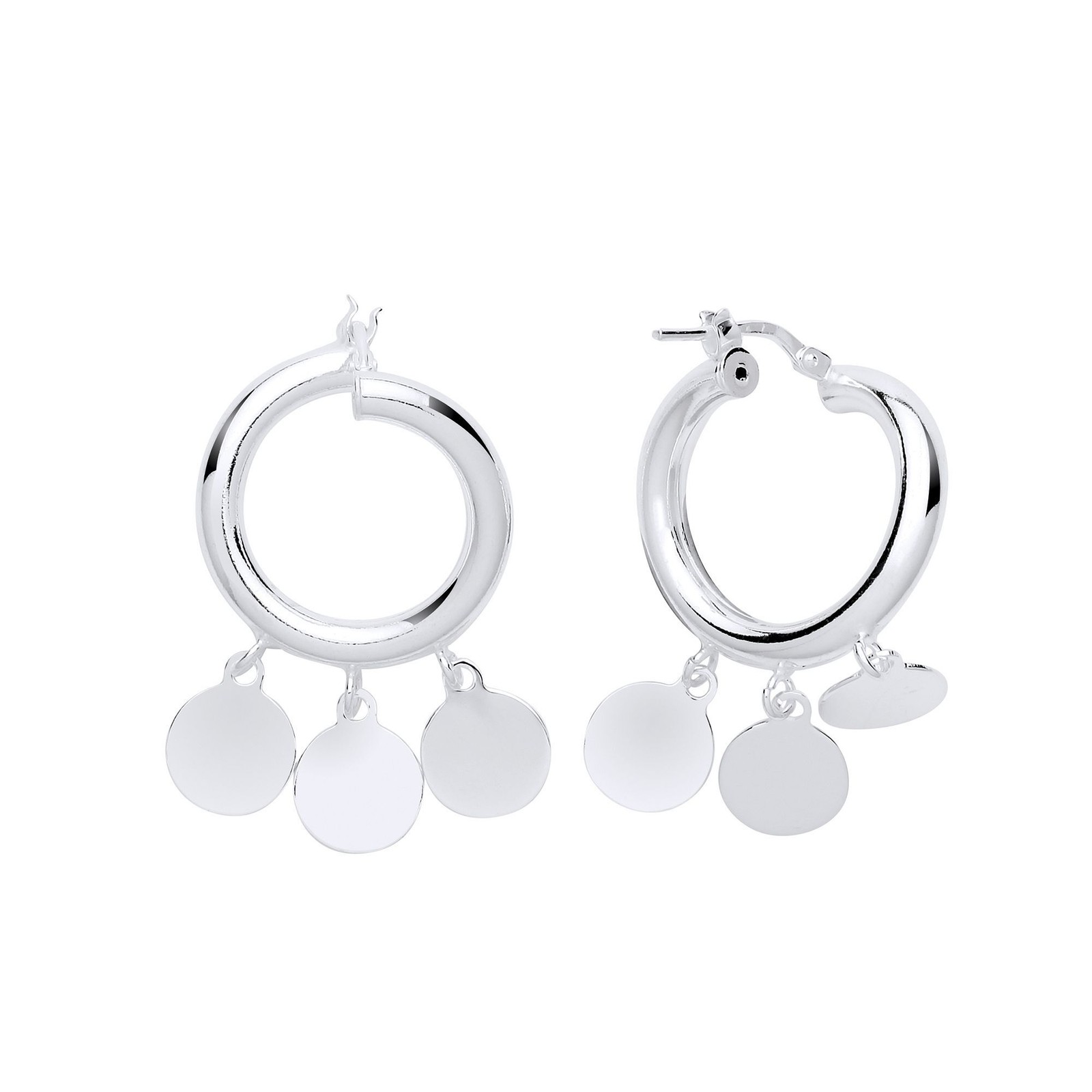 Silver Jewelco London Chandelier Droplets Hoop Drop Earrings 19mm
