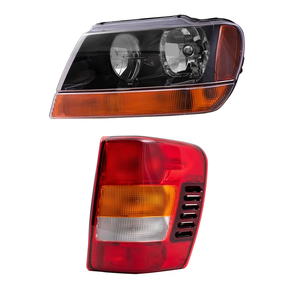 Headlights Smoked Bezel & Tail Lights w/ Circuit Boards for 02-04 Grand Cherokee Foto 3 de 4