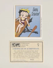G017 Central African Republic 1999 Cartoon Character "Betty Boop" Stamp + COA