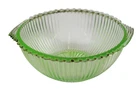 Vintage U.S. Glass Green Uranium / Depression Glass Ribbed Bowl w/ Handles