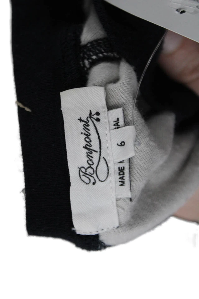 Bonpoint Girls Cotton Graphic Print Long Sleeve Pullover T-Shirt Top Navy Size 6 - Image 4 of 4