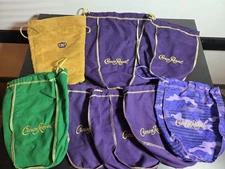 Lot Of 8 Crown Royal Black Drawstring Bags in various sizes and colors some RARE