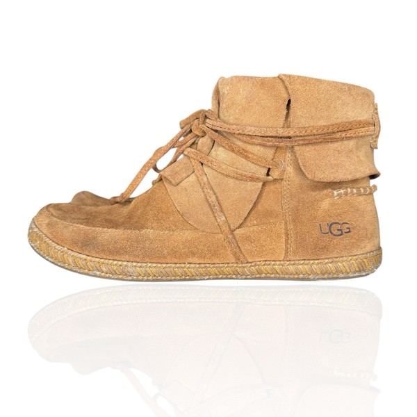 UGG Reid Moc Womens 8 Moccasin Booties Chestnut Brown Suede Ankle Boots