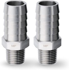 Stainless Steel 1/4" Male NPT to 5/8" Hose ID 5/8 Barb x 1/4 NPT, Silver 