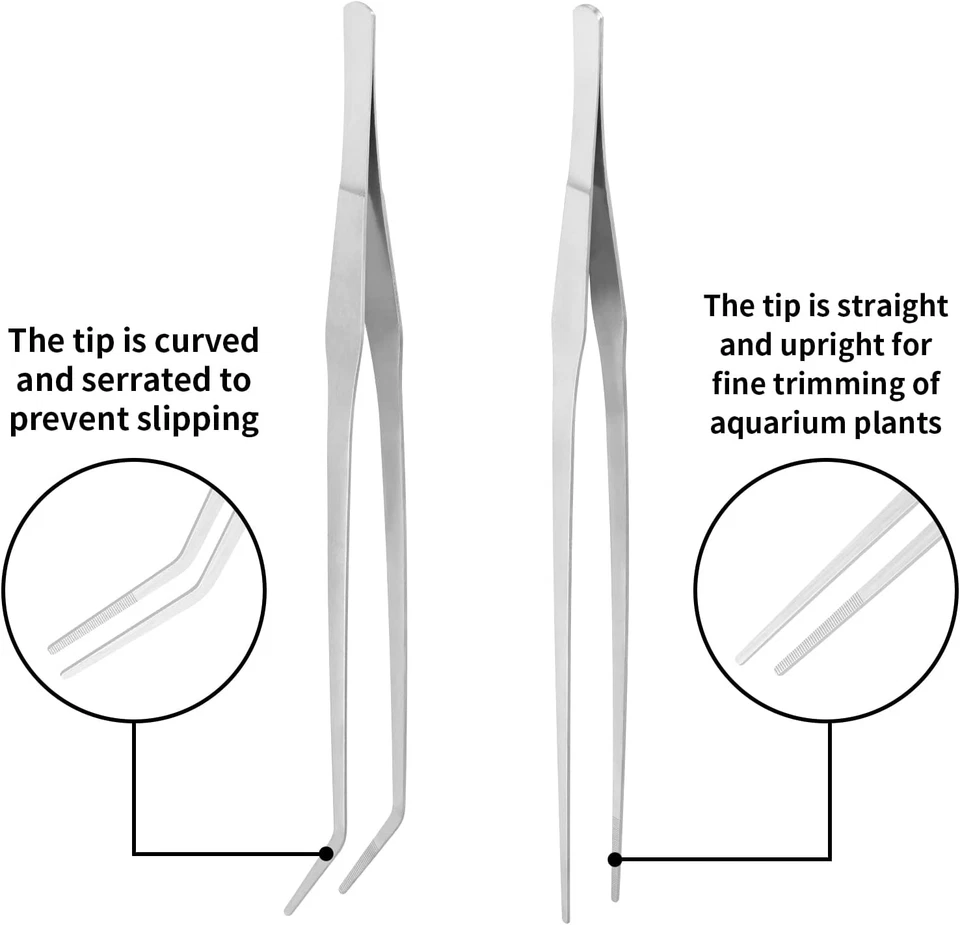2 pinzas y pinzas de alimentación curvas de acero inoxidable de 15 pulgadas para aquascaping Foto 3 de 4