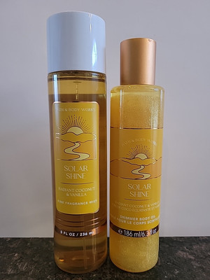 2 Items Set:''SOLAR SHINE''Radiant Coconut & Vanilla Fragr.Mist & Shimmer Body Oil