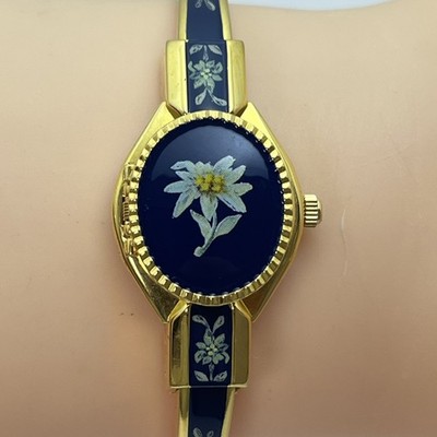 Andre Mouche バングルウォッチ クォーツ式 エーデルワイス Andre Mouche Swiss Made Bangle Watch Edelweiss Flower Gold Plated
