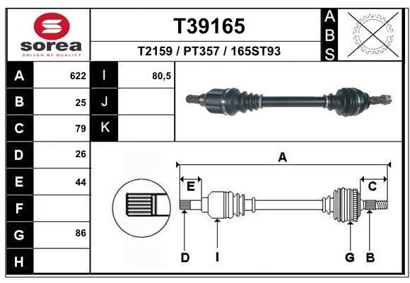 Cardan de transmission premium en acier forgé pour Citroën C4 II 1.6 VTi