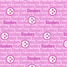 Tela de algodón rosa con logotipo de los Pittsburgh Steelers del equipo de la NFL de BTHY por media yarda