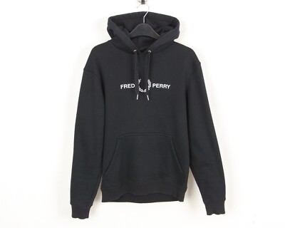 FRED PERRY men S Hoodie black jumper sweatshirt pullover logo