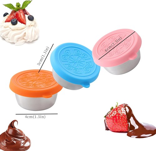 6Pcs Salad Dressing Containers, Leakproof Silicone Lids, 1.7oz Condiment Cups - Picture 3 of 8