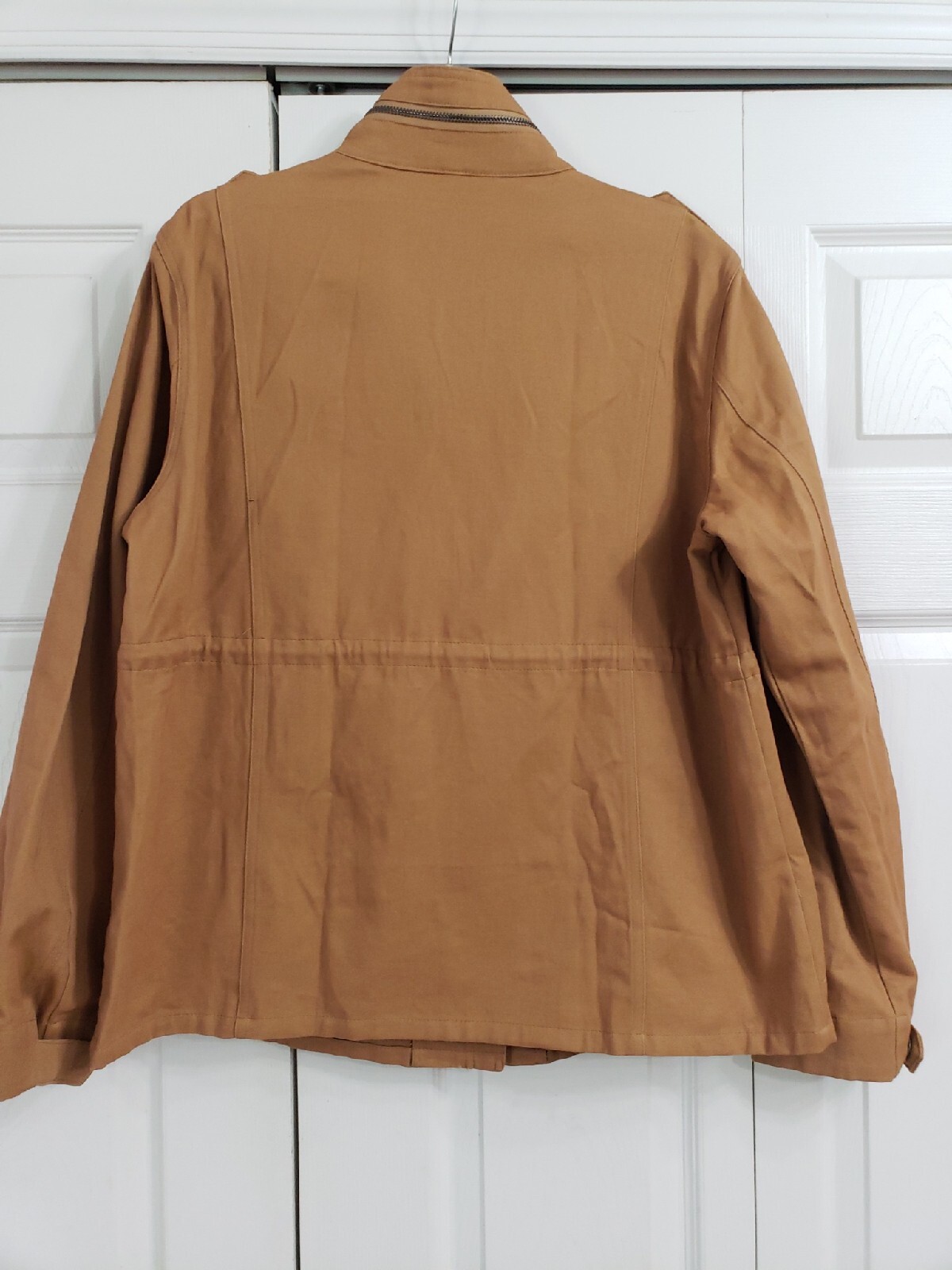 Chouyatou women's Khaki Stand Collar Zip-Up Lightweight Bomber Jacket, Sz XL NWT