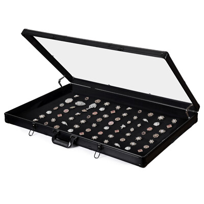 Locking Aluminum Display Case Showcase 36.6''x24'' Trade Show f Card Coin Jewelry