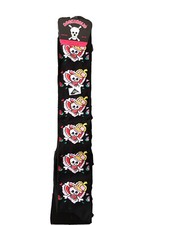 12x Damen Overknee hohe Halloween Totenkopf & Knochen Herz Design Baumwolle Lycra Socken