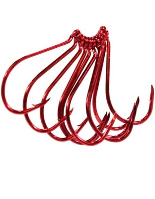 10 pk - Eagle Claw Trokar Octopus Fishing Hook TK503R-4 Red - FREE SHIPPING!