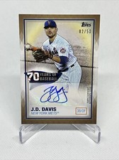 2021 Topps J.D. DAVIS Auto /50 Gold 70 Years of Baseball #70YA-JD METS ATHLETICS