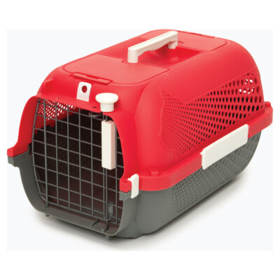 Catit Transportbox Voyageur rot für Katzen - stabil & sicher, Fluggeeignet