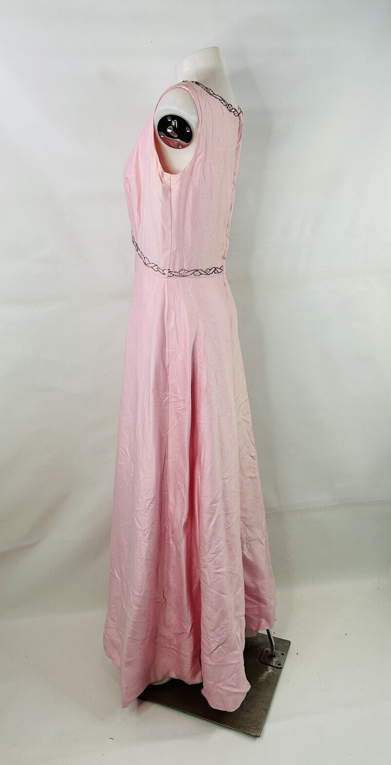 VTG 1950s Blush Pink Embellished Beaded Maxi Prom… - image 12
