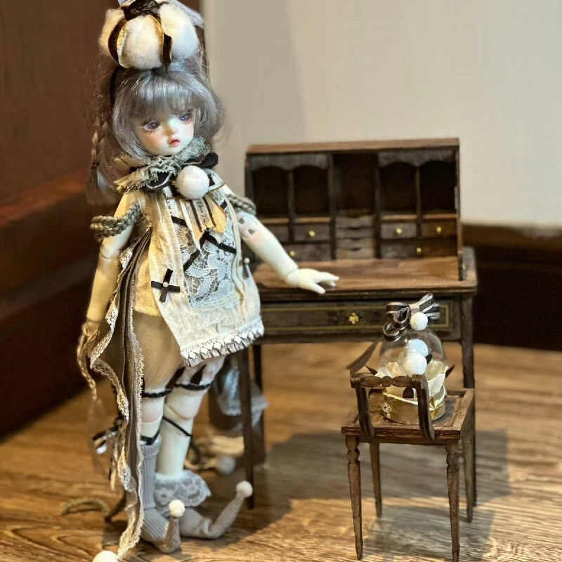 Miniatures 1/12 Scale Dollhouse DIY Unfinished Vintage Tables Chairs Furniture - Image 3 of 4