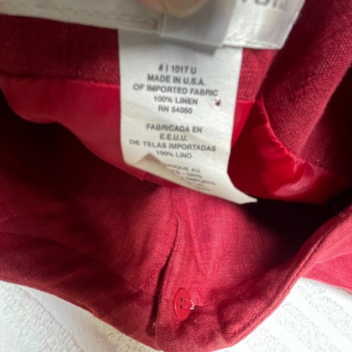 Jones New York Womens Button Front Sleeveless Linen Vest Sz 18W Red Lightweight - Picture 4 of 10