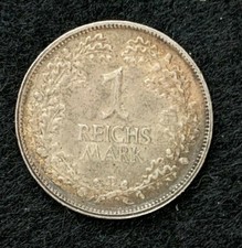1925 A German Weimar Silver 1 Mark Coin - XF
