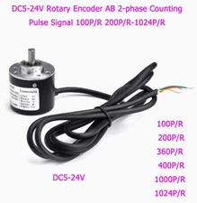 DC5-24V Rotary Encoder AB 2-phase Counting Pulse Signal 100P/R 200P/R-1024P/R