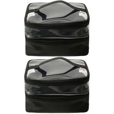  2 stücke Doppelschicht Kosmetiktasche Dame Makeup Aufbewahrungstasche Outdoor