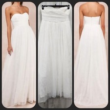 LULUS Blissful Forever White Tulle Lace Strapless Maxi Dress Size XL**NWOT**