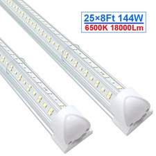 12/25 Pack 8 Ft LED Shop Lights Garage 6500K 144W LED Tube Light Integrated 8FT