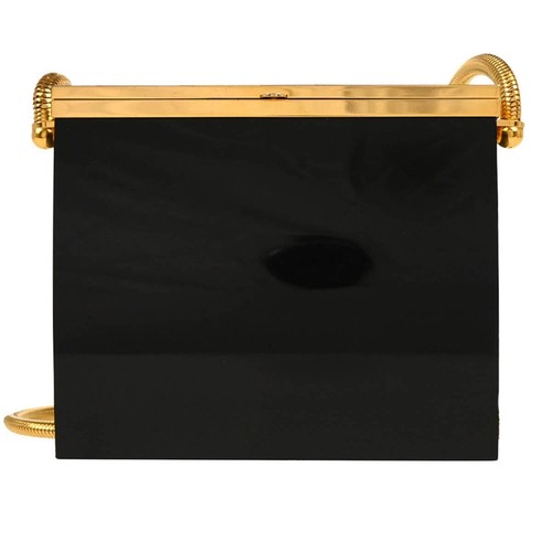 Chanel Black Acrylic Runway Lucite Minaudiere Box Shoulder Bag 97P 176421