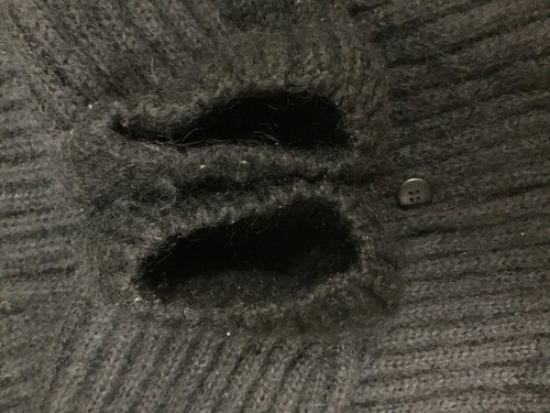 Cardigan maglia mohair nero LL Bean vintage piccolo 6 bottoni a costine morbido Hong Kong - Foto 3 di 10