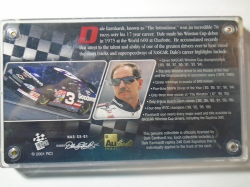 PRESSPASS 3" X 5" CARD IN PLASTIC CASE,THE INTIMIDATOR DALE EARNHARDT 7-TIME CUP - Picture 2 of 2