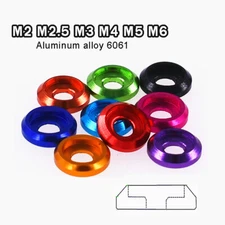 M2M2.5M3M3M4M5M6 Anodised Aluminium Cup Washers fit Pan Round Head Screws Bolts