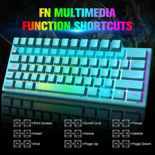 PC/Computer 60% Wired Gaming Keyboard and Mouse Set RGB Backlit for Games Office - Picture 3 of 21