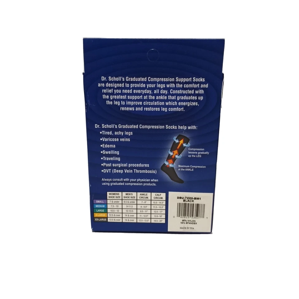 Calcetines Dr. Scholl's Medianos Unisex Puntera Abierta Soporte Microfibra Negros Foto 2 de 4