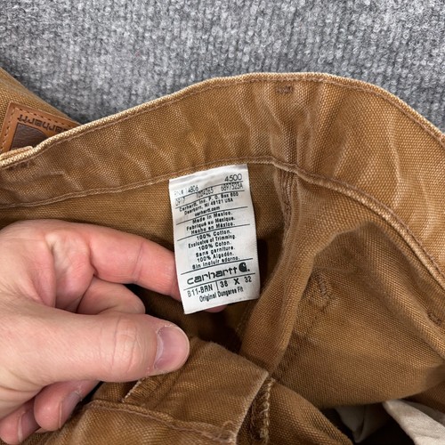 Carhartt Pants Men 38x32 Brown *LOT OF 2* Carpenter Canvas Work Distressed *READ - Picture 8 of 15