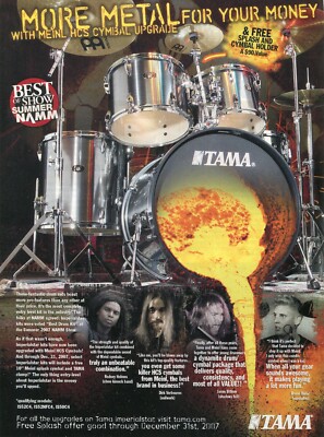 2008 Print Ad of Tama Imperialstar Drum Kit w Rodney Holmes & Dirk Verbeuren