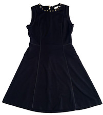 LITTLE BLACK DRESS Size 2 MICHAEL KORS Black  A-Line Dress Gold Studded Neckline