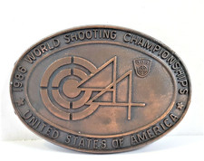 Vintage Shooting Belt Buckle World Championships USA Sweden Germany 1986 44TH