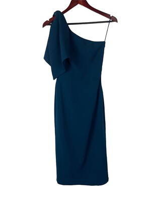 dress the population peacock blue New DRESS THE POPULATION Size XS Tiffany One-Shoulder Midi Dress Peacock  Blue