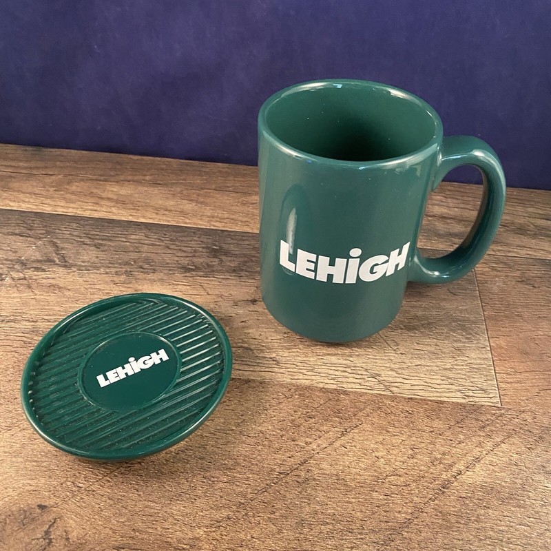 Lehigh Forest Green Ceramic Coffee Mug with Matching Plastic Coaster