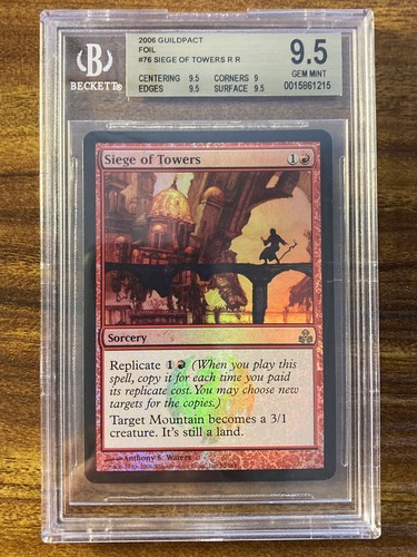 MTG✨SIEGE OF TOWERS FOIL✨Guildpact BGS 9.5 GEM MINT RARE Sorcery 2006 POP 1 ! - 第 1/8 張圖片