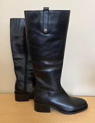 NEW Carmela Comfortflex Black Leather Riding Boots Made in Spain EU Sz 36 US 6